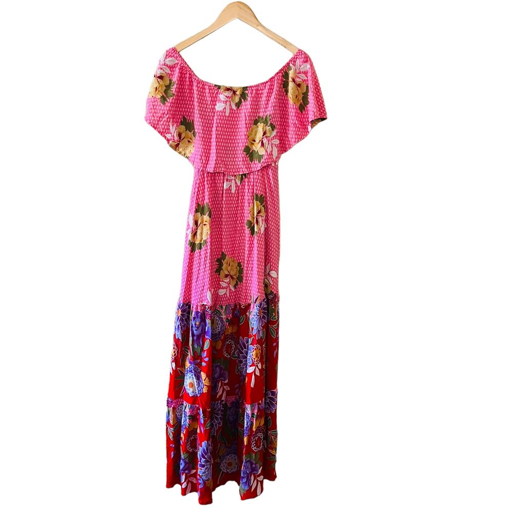 Aakaa Mixed Media Layered Maxi Dress Size Small - Picture 2 of 7